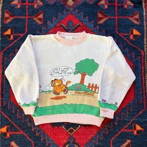 Vintage Garfield Jim Davis All Over Print Crewneck Kids Sweatshirt